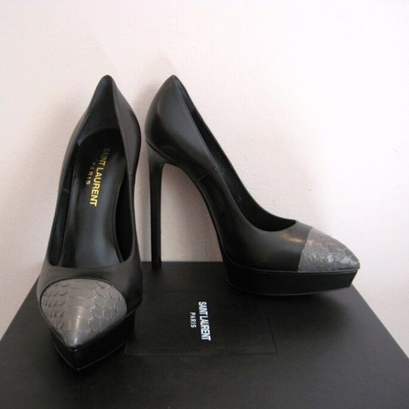 YSL Yves Saint Laurent Paris Janis Python Cap Pointy Pumps Shoes 39.5 9.5 $895 - Picture 4 of 9